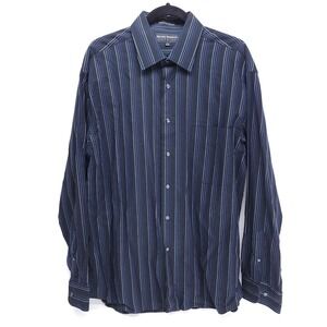 Michael Brandon Chemise Dress Shirt Men's L Blue Striped Long Sleeve Button